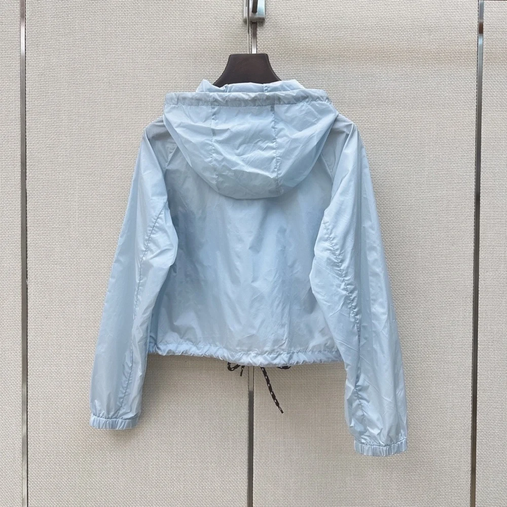 Prada Light Blue Hooded Zipper Sunscreen Coat - Picture 2 of 9